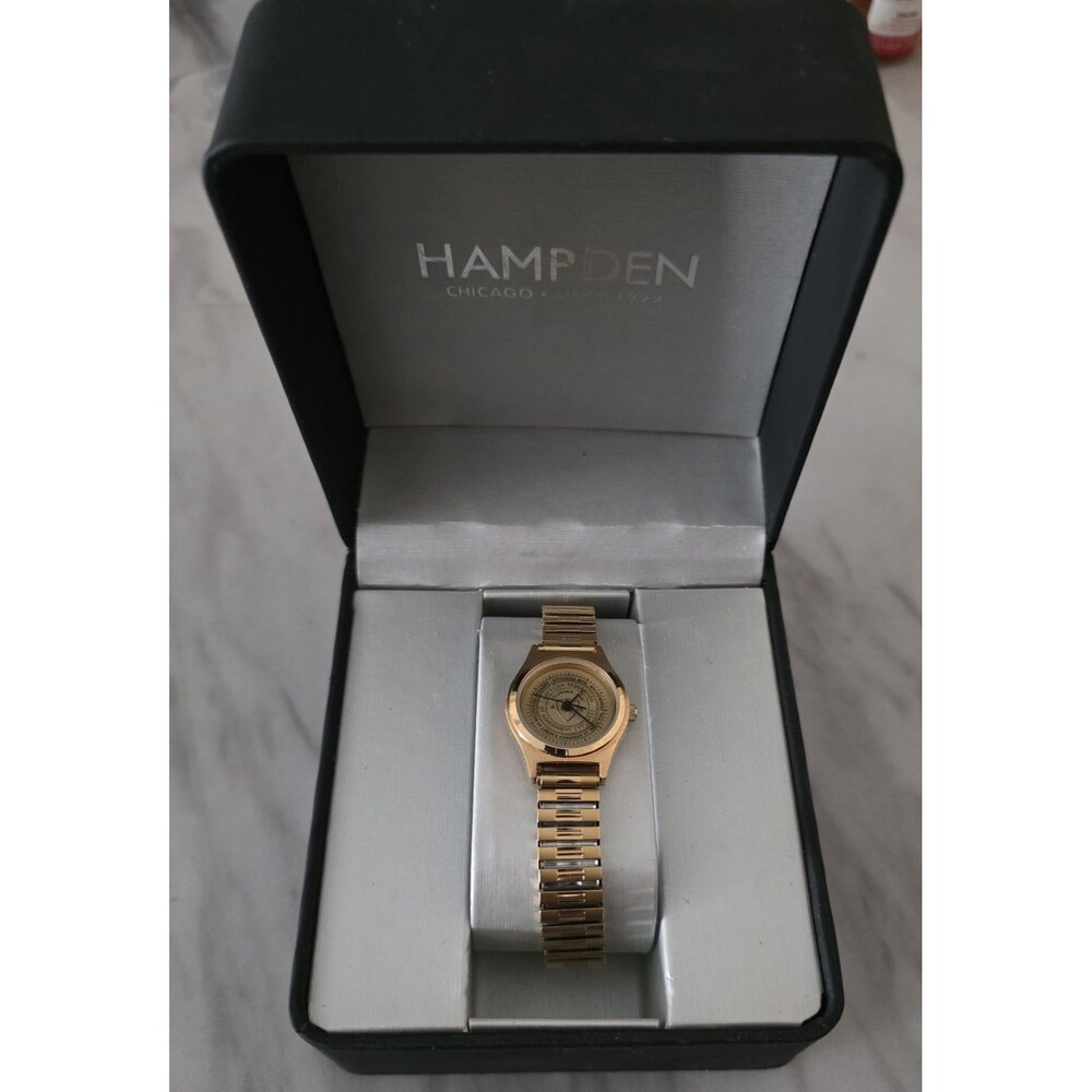 Very RARE VTG Gold Tone Watch Hampden  American Federation of Govermnt Employees